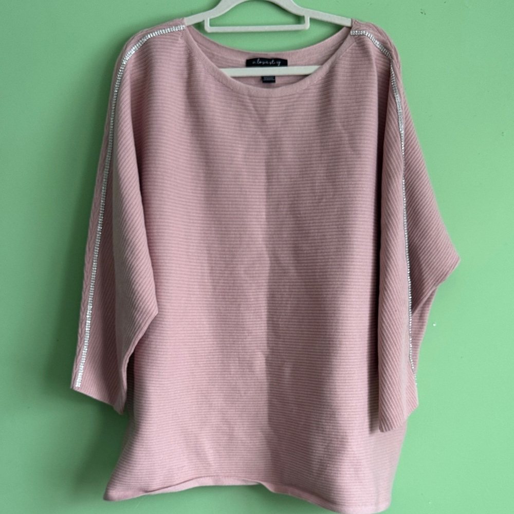 Blush Pink Sweatshirt with Silver Trim